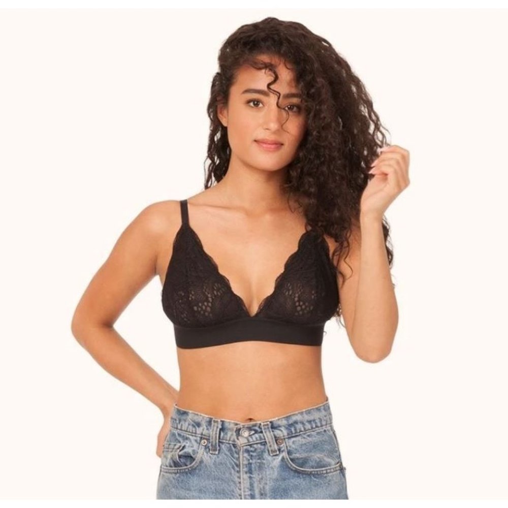 Lively The Long-Lined black Lace Bralette size L‎